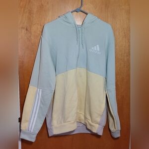 Men's Adidas Essentials Colorblock Full Zip Hoodie Pastel Mint Yellow Size L